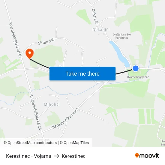 Kerestinec - Vojarna to Kerestinec map
