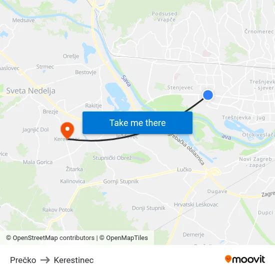 Prečko to Kerestinec map