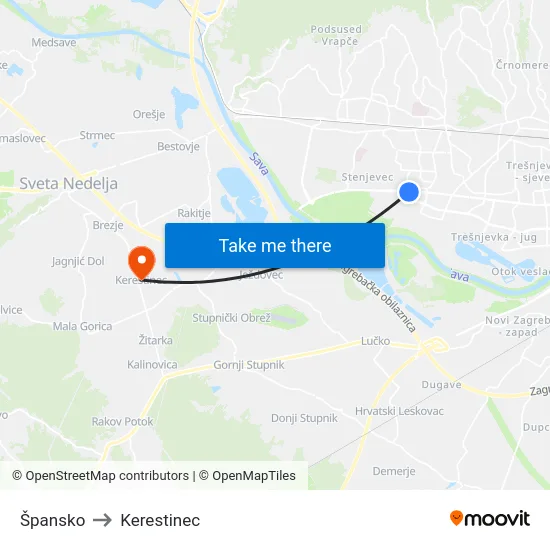 Špansko to Kerestinec map