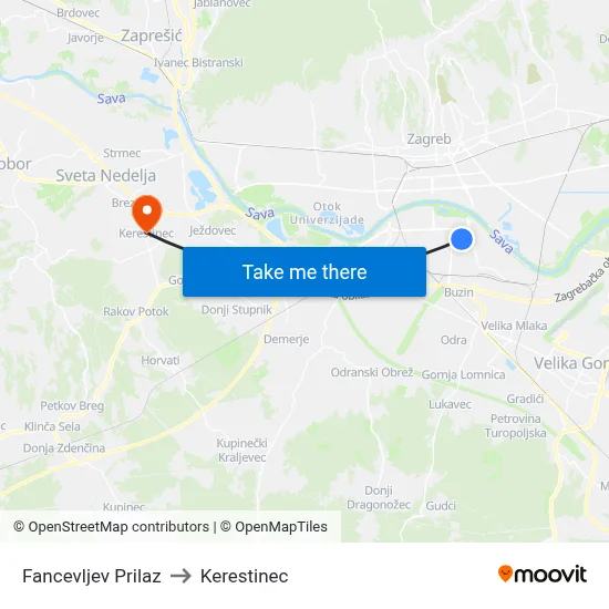 Fancevljev Prilaz to Kerestinec map