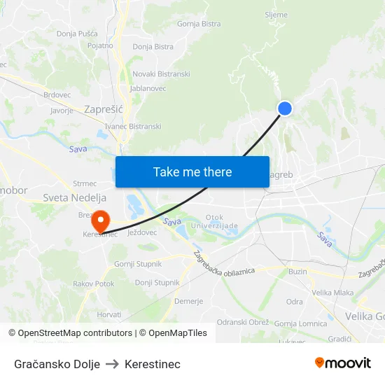 Gračansko Dolje to Kerestinec map