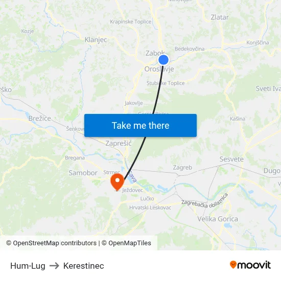 Hum-Lug to Kerestinec map