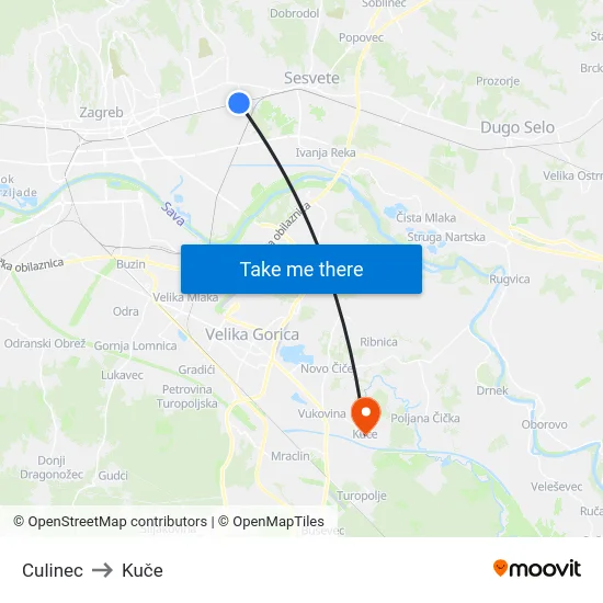 Culinec to Kuče map
