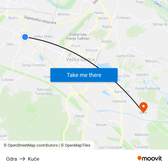 Odra to Kuče map