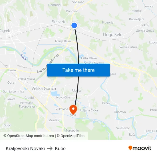Kraljevečki Novaki to Kuče map