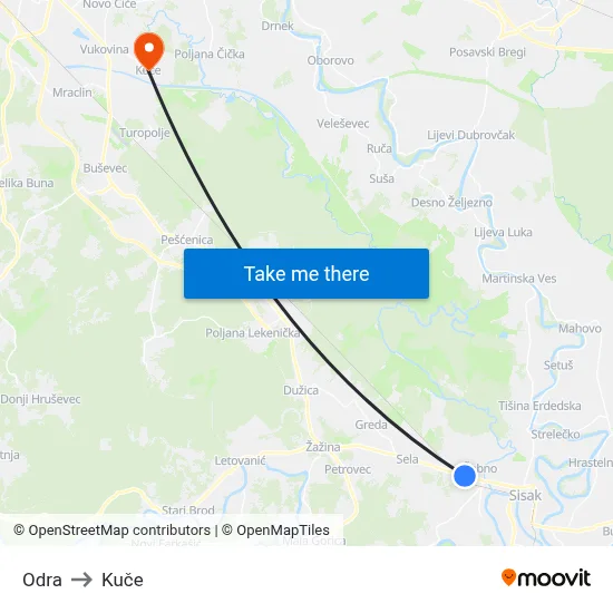 Odra to Kuče map