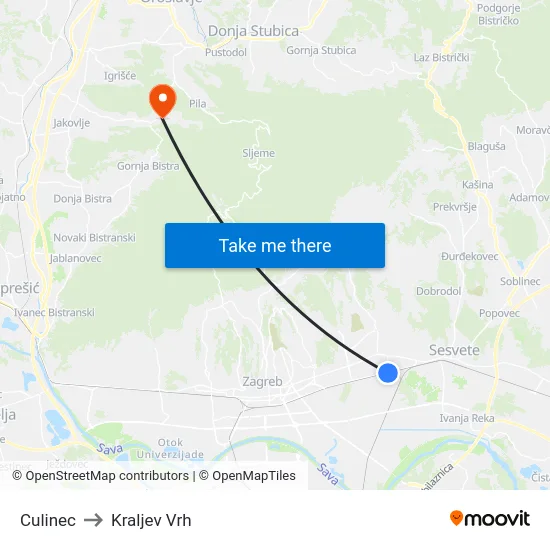 Culinec to Kraljev Vrh map