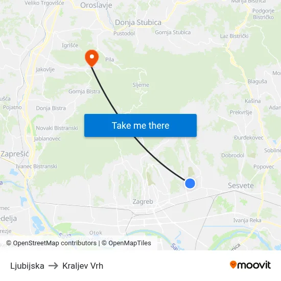 Ljubijska to Kraljev Vrh map