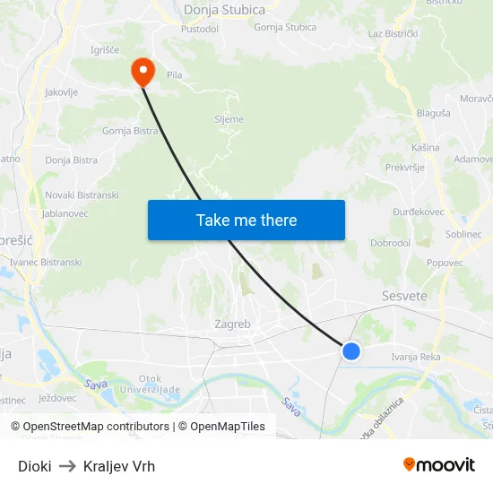 Dioki to Kraljev Vrh map