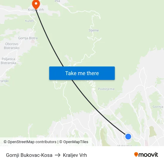 Gornji Bukovac-Kosa to Kraljev Vrh map