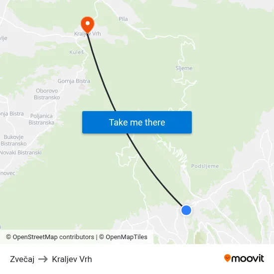 Zvečaj to Kraljev Vrh map