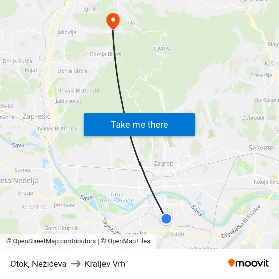 Otok, Nežićeva to Kraljev Vrh map