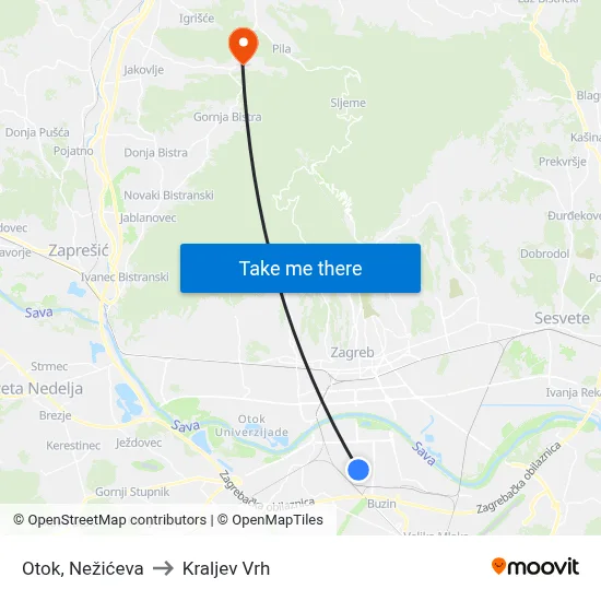 Otok, Nežićeva to Kraljev Vrh map