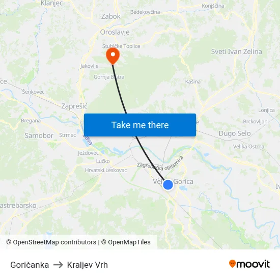 Goričanka to Kraljev Vrh map