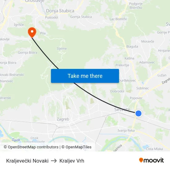 Kraljevečki Novaki to Kraljev Vrh map