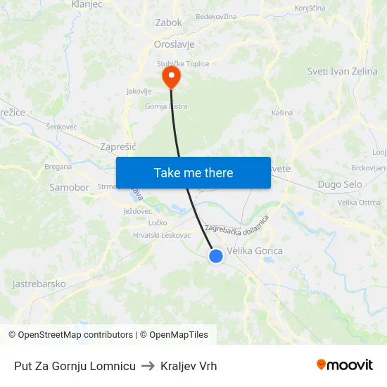 Put Za Gornju Lomnicu to Kraljev Vrh map
