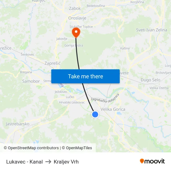 Lukavec - Kanal to Kraljev Vrh map