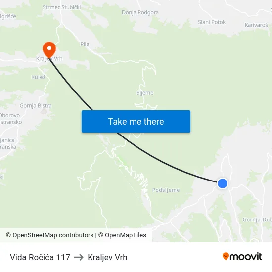 Vida Ročića 117 to Kraljev Vrh map