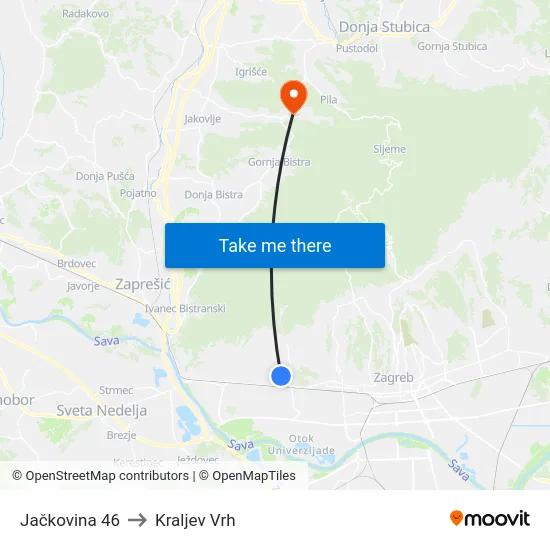 Jačkovina 46 to Kraljev Vrh map