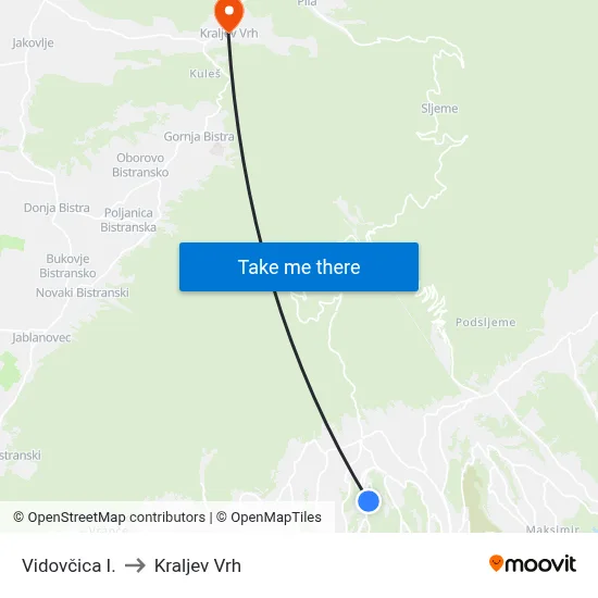 Vidovčica I. to Kraljev Vrh map