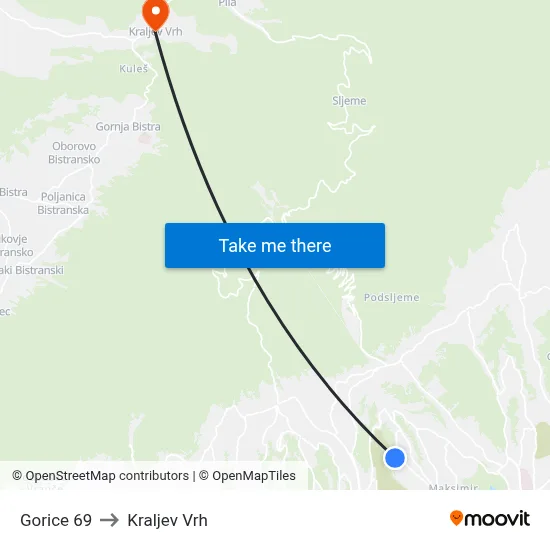 Gorice 69 to Kraljev Vrh map