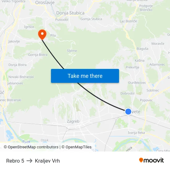 Rebro 5 to Kraljev Vrh map