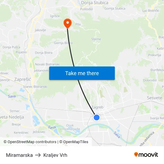 Miramarska to Kraljev Vrh map