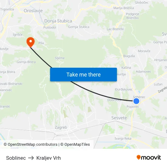 Soblinec to Kraljev Vrh map