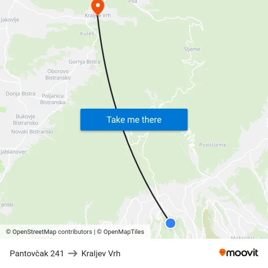 Pantovčak 241 to Kraljev Vrh map