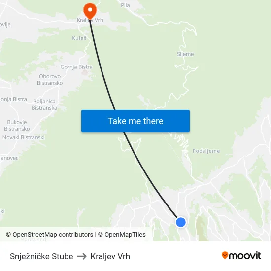 Snježničke Stube to Kraljev Vrh map