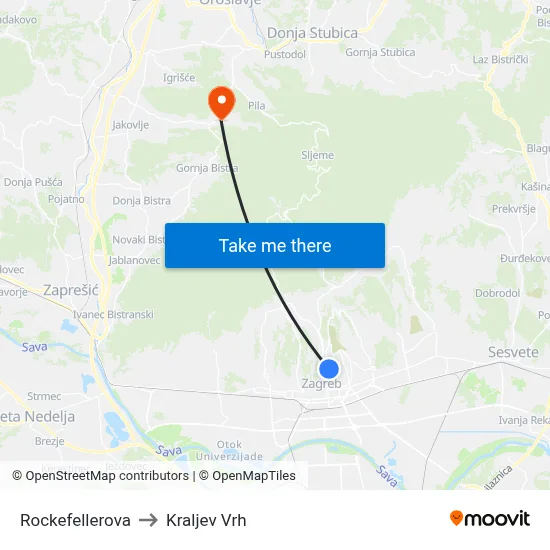 Rockefellerova to Kraljev Vrh map