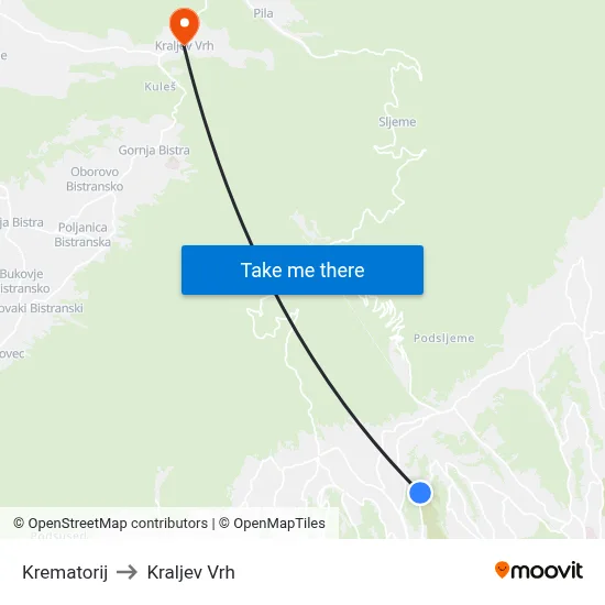 Krematorij to Kraljev Vrh map