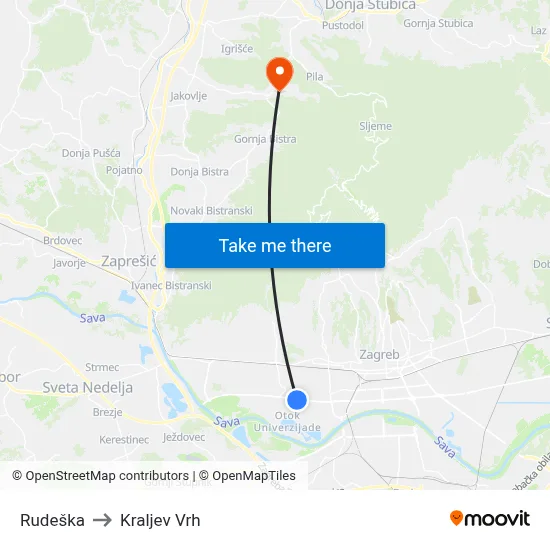 Rudeška to Kraljev Vrh map