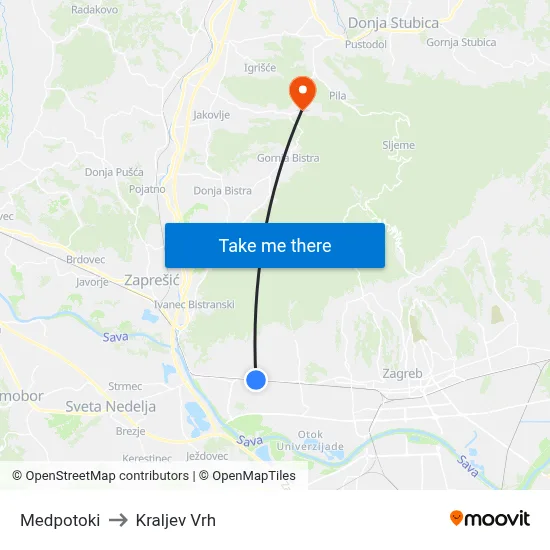 Medpotoki to Kraljev Vrh map
