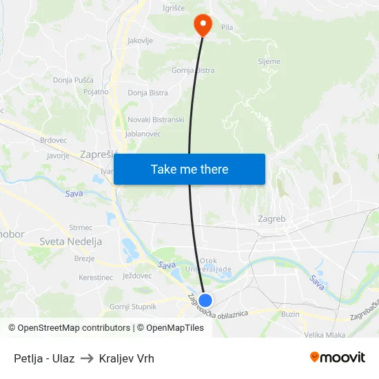 Petlja - Ulaz to Kraljev Vrh map