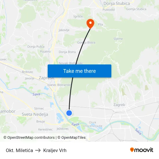 Okt. Miletića to Kraljev Vrh map