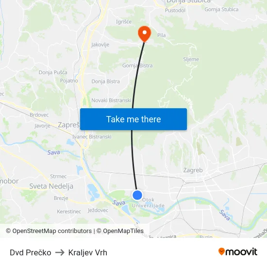 Dvd Prečko to Kraljev Vrh map