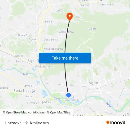 Hatzeova to Kraljev Vrh map
