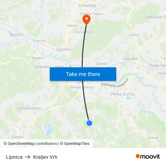 Lipnica to Kraljev Vrh map