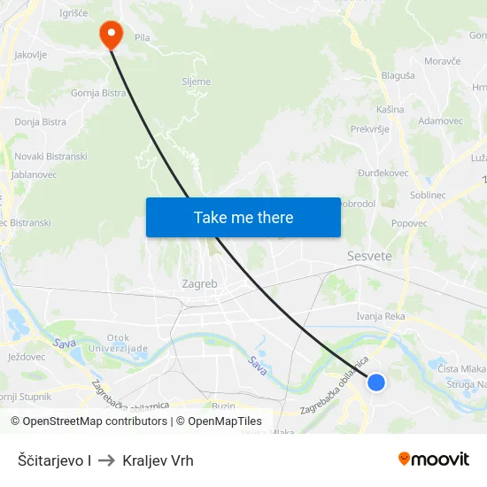 Ščitarjevo I to Kraljev Vrh map