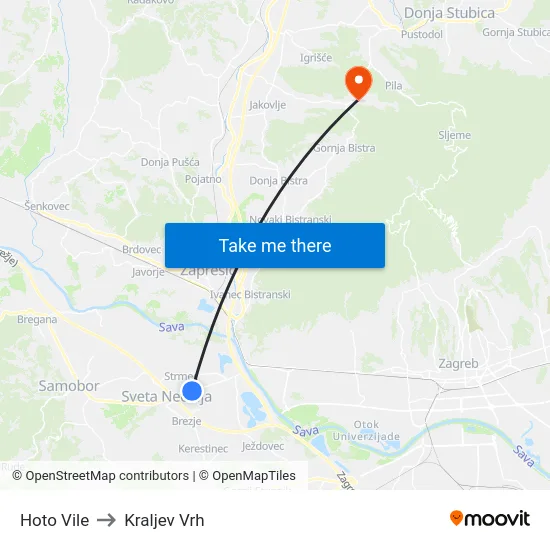 Hoto Vile to Kraljev Vrh map