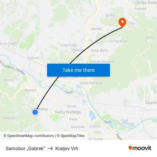 Samobor „Gabrek“ to Kraljev Vrh map