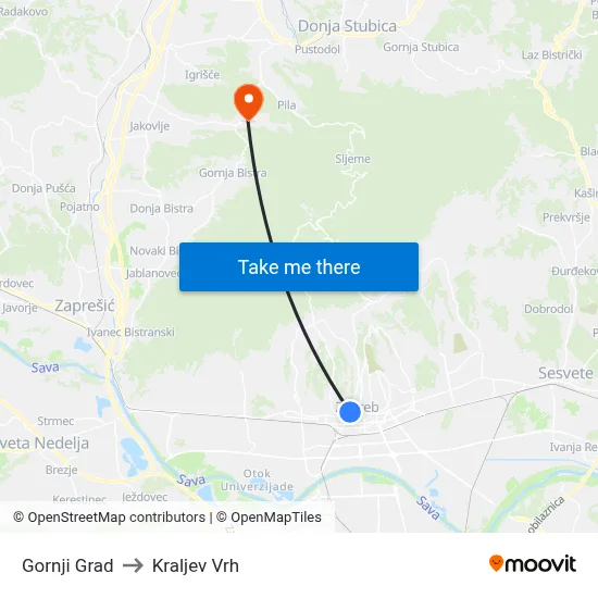 Gornji Grad to Kraljev Vrh map