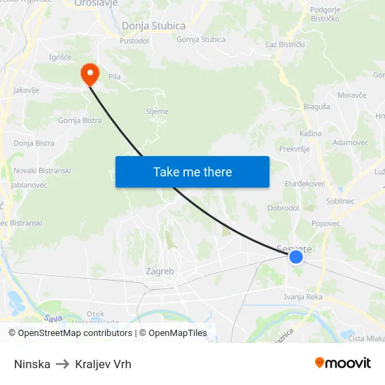 Ninska to Kraljev Vrh map