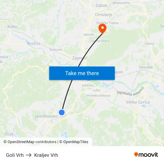 Goli Vrh to Kraljev Vrh map