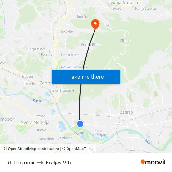 Rt Jankomir to Kraljev Vrh map
