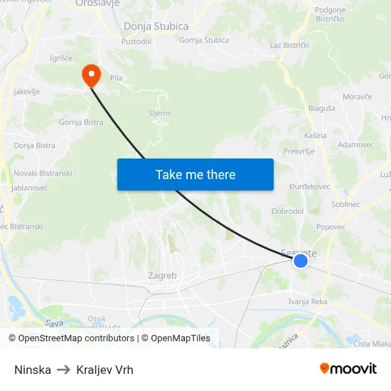 Ninska to Kraljev Vrh map