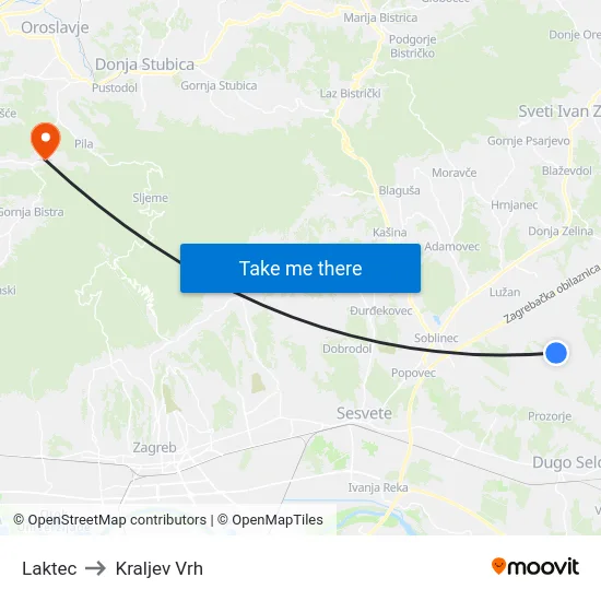 Laktec to Kraljev Vrh map