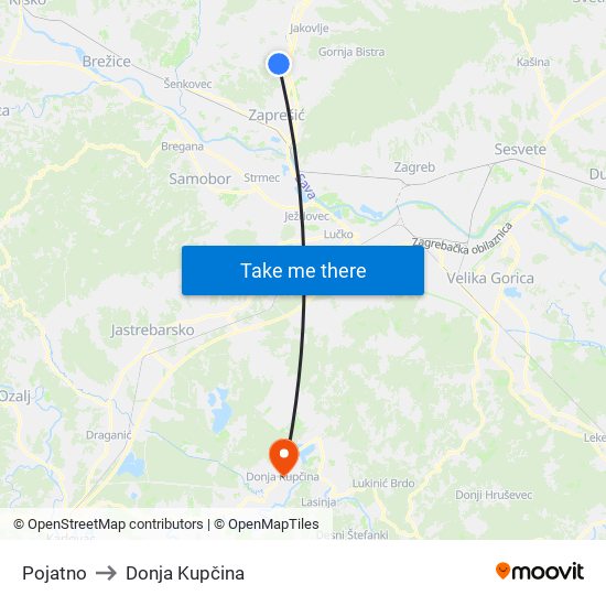 Pojatno to Donja Kupčina map