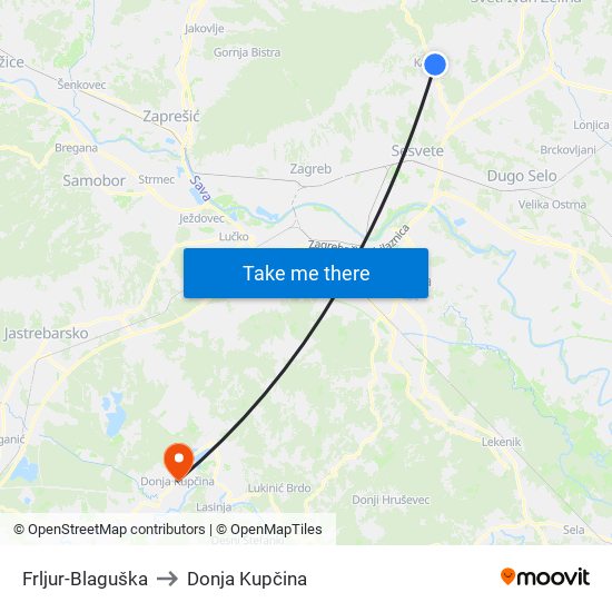 Frljur-Blaguška to Donja Kupčina map